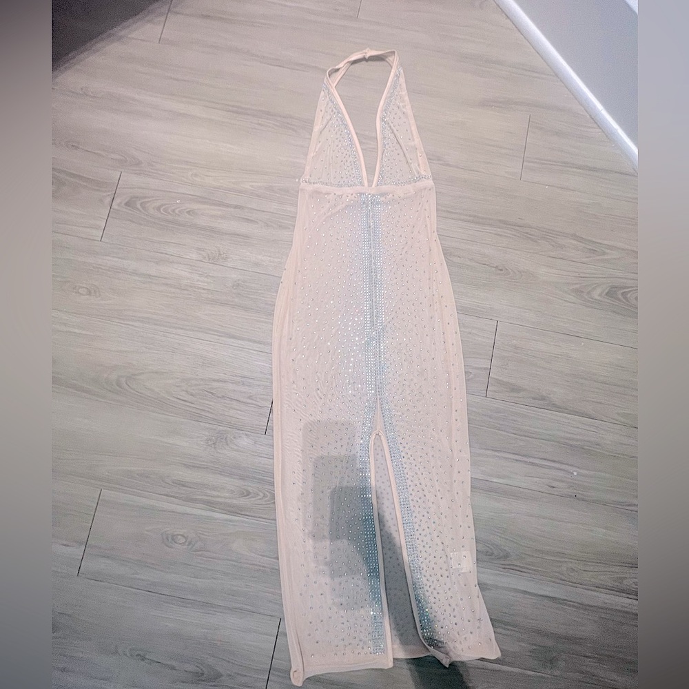 nude mesh Diamond dress